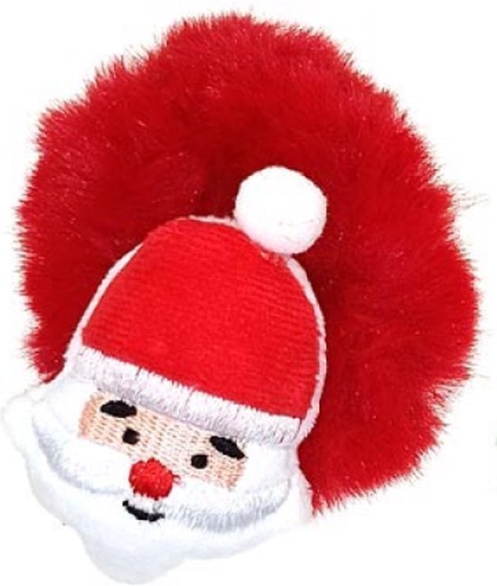 Scrunchie met Kerstman - Haarelastiek fluffy - Haaraccessoires kerst - Kerstcadeau - Rood