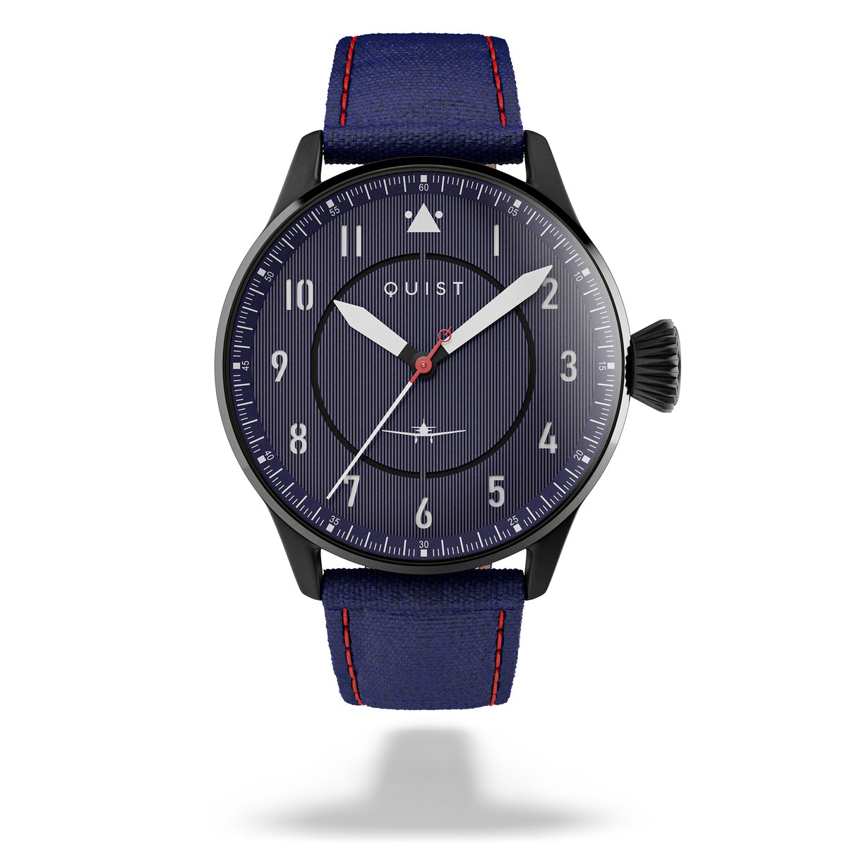 QUIST - Maverick herenhorloge - zwart - blauwe wijzerplaat - blauwe cordura horlogeband - 40mm