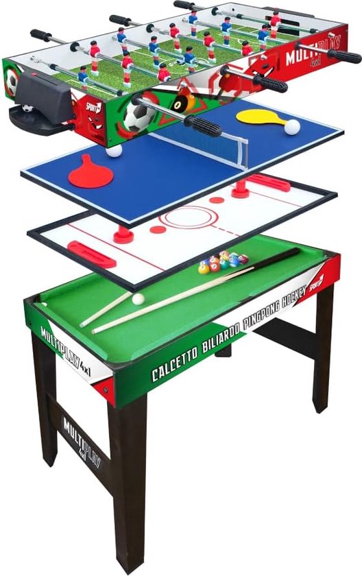 baby-foot, pong, karambola, hockey), table 4 en 1 mini ping-pong 3vs3,  jeunesse,... | bol