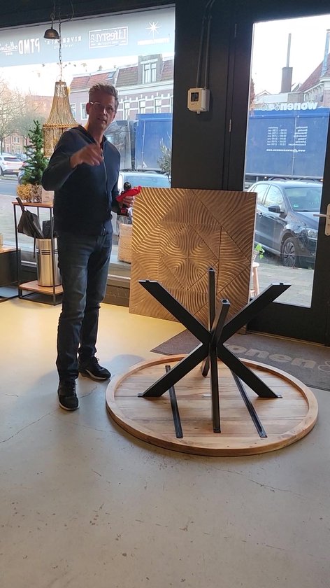 Sfeerwonen Enzo Table ronde avec pied araignée - 120 cm - bois de manguier