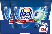 Détergent Dash Pods en capsules - 124 lavages (2x 62) - Effet désinfectant - Format maxi - Pour un nettoyage hygiénique, efficace même à basse température