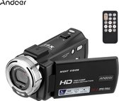 Jo-Jo Products 4U - Caméscope Andoer Handycam - Caméra vidéo 12 V Full HD - Capteur d'image CMOS - Vision nocturne - Zoom numérique 16x - Mise au point faciale - Avec télécommande - Zwart