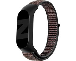 Bandz Nylon bandje - geschikt voor Xiaomi Mi Band 3 / 4 / 5 / 6 activity tracker - comfortabel nylon bandje met klittenbandsluiting - zwart mix