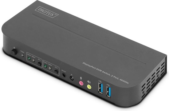 Digitus DS-12850 KVM-switch 2 + 2 poorten DisplayPort, HDMI Afstandsbediening, Toetsenbord 3840 x 2160 Pixel