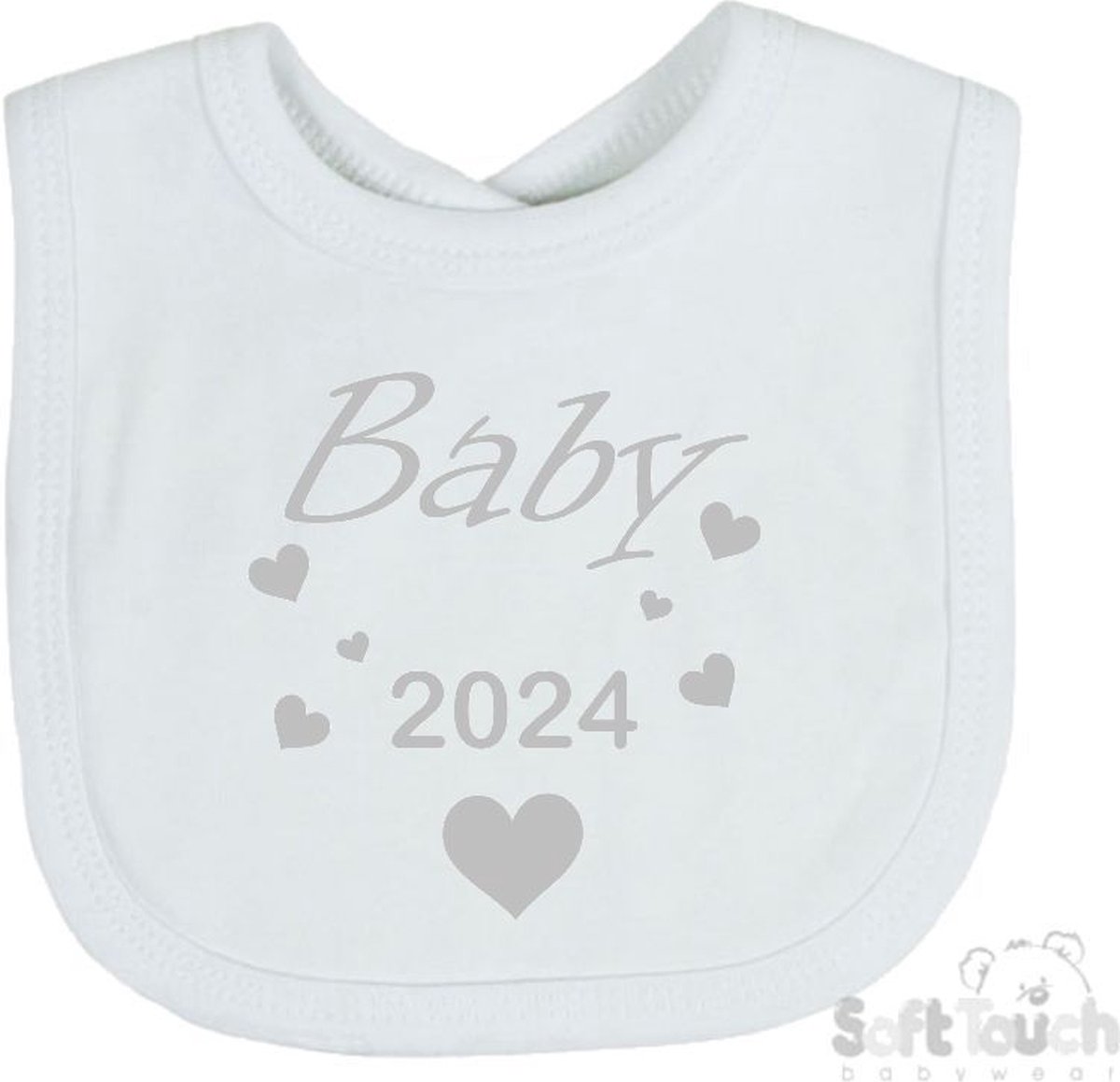 Goedkoopste Soft Touch Slabber Slabbetje Slab Baby 2024 Unisex Katoen Wit/zilver (Shiny) Maat 33x22 Cm