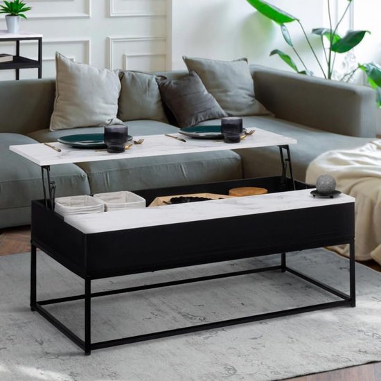 Salontafel Ties set van 2 Marmerlook Zwart