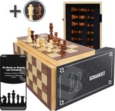 Schaakbord met Staunton Schaakstukken – 2 EXTRA Koninginnen – Inclusief E-book met Schaakregels - Houten Handgemaakte Schaakset/Schaakspel voor Volwassenen – Groot Formaat van 38x38cm - Chess Board/Set