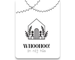 Studio Juulz - Verhuiskaart 10 x WHOOHOO IN NIJ HUS | Friesland | Friese taal | Verhuizen | Adreswijziging | Verhuisbericht | Verhuiskaartje | Verhuiskaarten | Nieuw huis | Samenwonen | Lief | Modern | Huisje | A6 | zwart wit