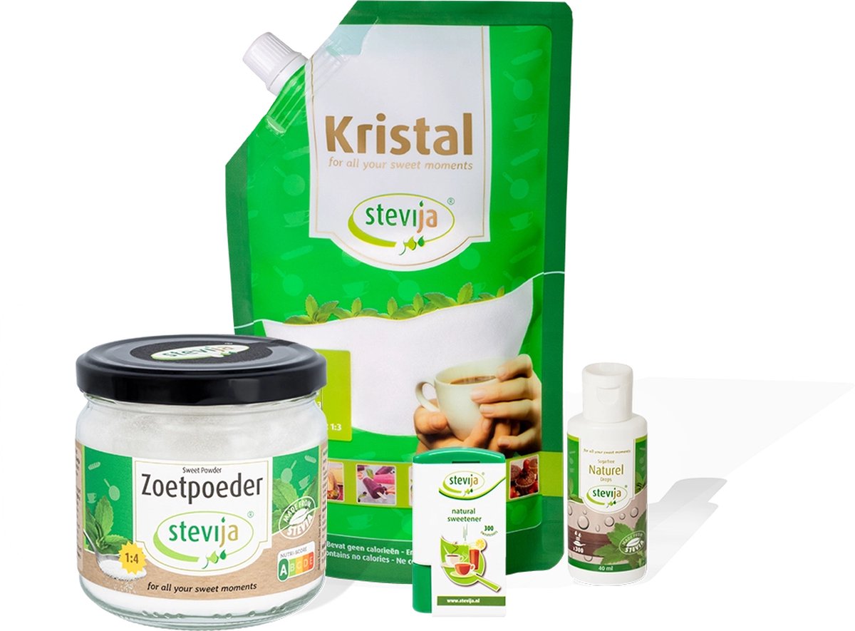 Goedkoopste Stevia Kennismakingspakket - Pakket 4 stevia artikelen