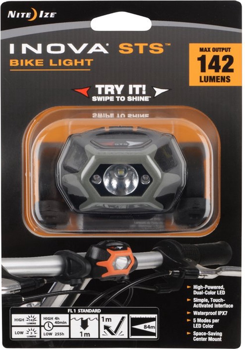 Nite Ize STS Bike Light-Charcoal - Hoofdlamp - Zwart met grijs