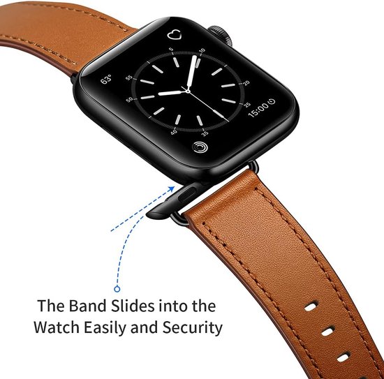Leren Horloge Bandje Geschikt voor ALLE Apple Watch - Echt Leer - Geschikt voor Apple Watch 42 / 44 / 45 / 49 mm - Series 1 2 3 4 5 6 7 8 9 SE - BeastRockz