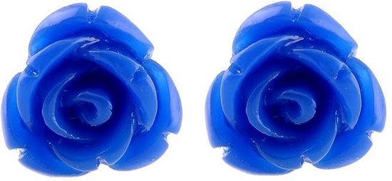Boucles d'oreilles Behave en forme de rose bleu foncé