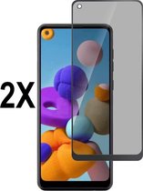 Screenz® - PRIVACY Screenprotector geschikt voor Oppo Find X3 Neo - Tempered glass Screen protector geschikt voor Oppo Find X3 Neo - Beschermglas - Glasplaatje - 2 stuks