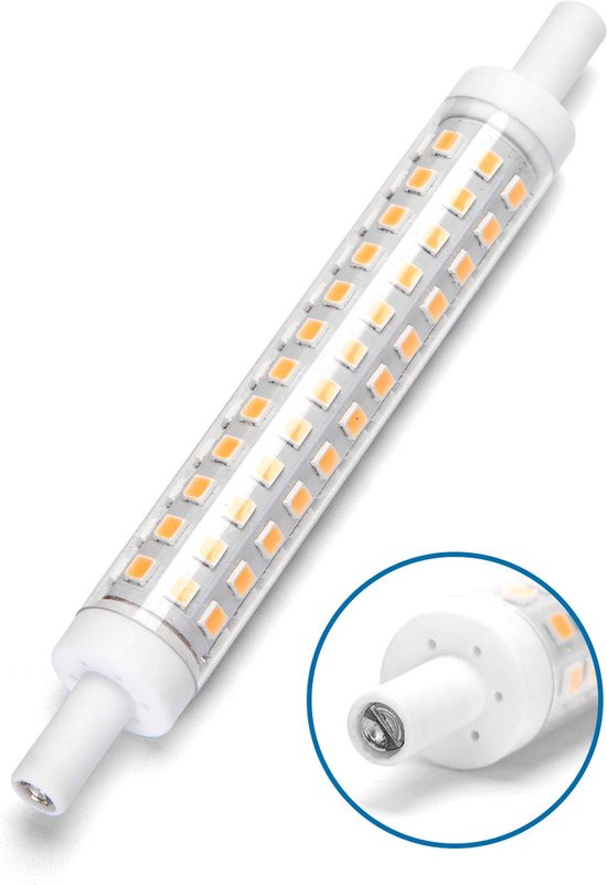 R7s staaflamp flame 2000K dimbaar (fase aansnijdingsdimmer) | 118mmx15mm - LED 10W=90W halogeen - 900 Lumen