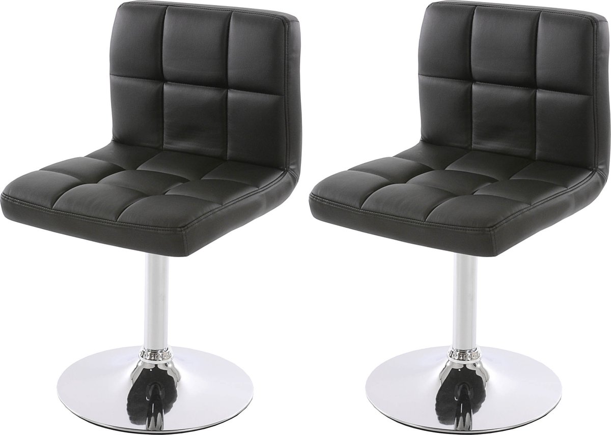 Cosmo Casa Set van 2 Eetkamerstoelen - draaistoel - kunstleer chroom - zwart