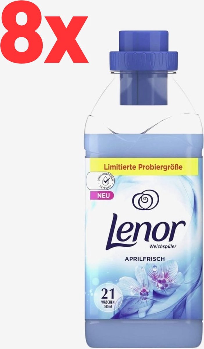 Goedkoopste Lenor - Aprilfris - Wasverzachter - 168 wasbeurten (8x 21) 4200 ml (8x 525ml) - Voordeelverpakking