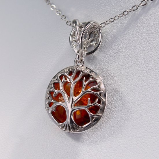 Collier En Argent Avec Ambre Naturel - Pièce Unique Sans Emballage