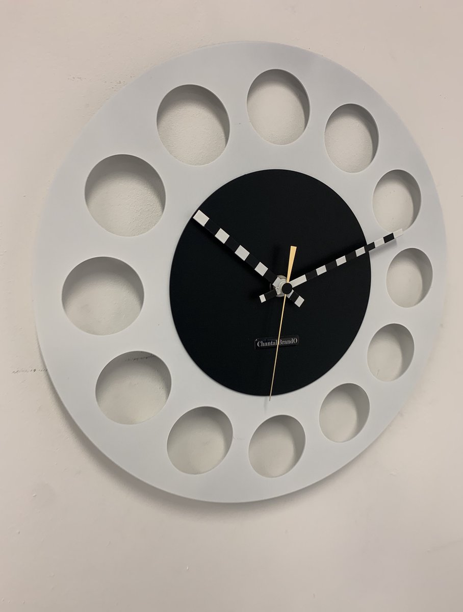 Wandklok CHANTALBRANDO -- WHITE & BLACK TORNADO 40 -- MODERN DESIGN --