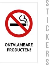 Pictogram/ sticker | 15 x 25 cm | Rookverbod - "Ontvlambare producten!" | Roken | No smoke | Ne pas fumer | Verboden te roken | Brandgevaar | Danger | Tankstation | Sigaretten | Tabak | 2 stuks