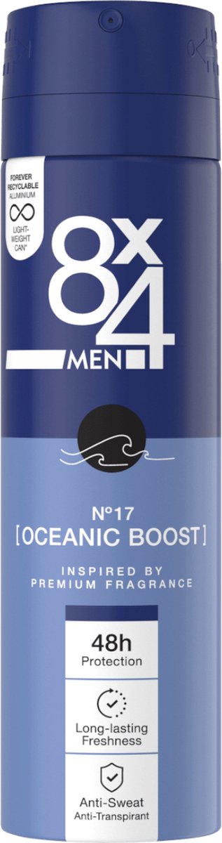 Goedkoopste 8x4 Deospray Men - No.17 Oceanic Boost 150 ml