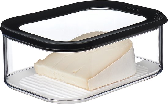 Mepal - Boîte à fromage Modula - 2000 ml - noir - Boîte de produits frais avec couvercle - transparent - boîte de conservation koelkast