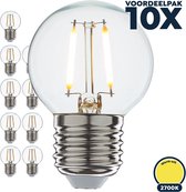 Lampe boule LED à filament E27 1 Watt, lumière blanc chaud (2700K), dimmable à 0%, 100 lumen - Pack économique 10 pièces - Ø45mm