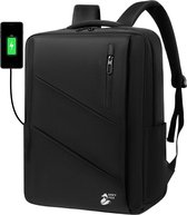 Grey Fox Sac à dos pour ordinateur portable avec port de chargement USB - 17,3 pouces - Cartable - Hydrofuge - Insert valise - Grande capacité 31 L - Zwart