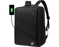 Grey Fox Laptop Rugzak met USB Oplaadpoort - 17,3 inch - Schooltas - Waterafstotend - Kofferinsteek - 31L Ruime Capaciteit - Zwart