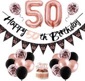 Verjaardag Ballon 50 | Snoes Chique de Frique - Feestpakket | Rose en Zwart
