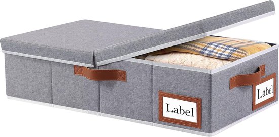 Opvouwbaar met handvat, box, 2-pack van 18 liter, opbergmand voor planken, huishouden, ladestijl, stoffen box voor kleding, beddengoed, truien, T-shirts, dekens (47 x 28 x 19 cm, beige
