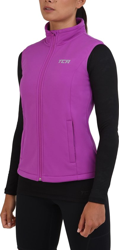 TCA Dames Flyweight Winddicht Hardloop Fiets Gilet met Ritszakken - Paars, XL