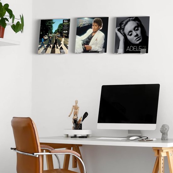 Support Mural Acrylique Pour Disque Vinyle « Now Playing » - Blanc, 18x3.5x4.5cm, Décoration Salon - 5