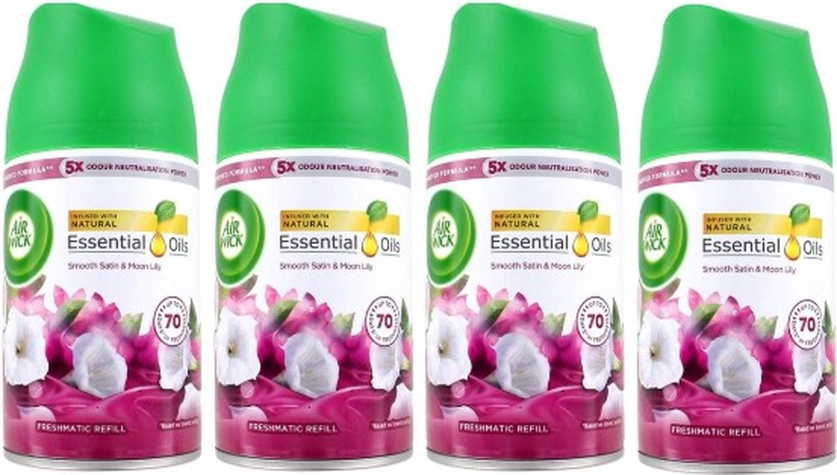 Goedkoopste Air Wick - Luchtverfrisser - Navulling - Smooth Satin & Moon Lily - 250ml x 4
