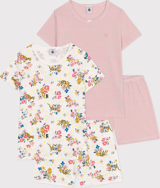 Petit Bateau Set de 2 pyjamas courts en coton pour enfant Ensemble Pyjama Filles - Multicolore - Taille 128