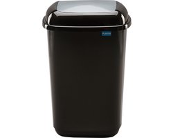 Plafor Quatro Bin, Prullenbak voor afvalscheiding - 45L – Zilver/Zwart - Afvalbak voor gemakkelijk Afval Scheiden en Recycling - Afvalemmer - Vuilnisbak voor Huishouden, Keuken en Kantoor - Afvalbakken - Recyclen