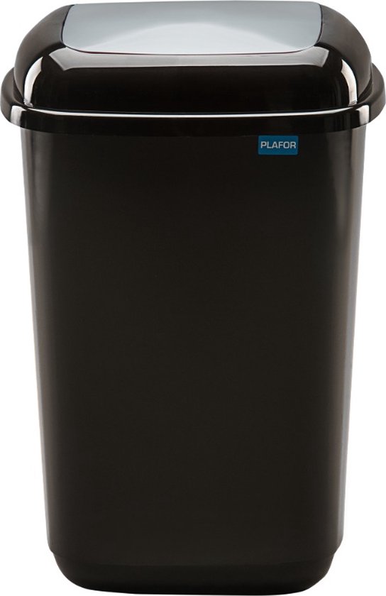 Plafor Quatro Bin, Prullenbak voor afvalscheiding - 45L – Zilver/Zwart - Afvalbak voor gemakkelijk Afval Scheiden en Recycling - Afvalemmer - Vuilnisbak voor Huishouden, Keuken en Kantoor - Afvalbakken - Recyclen