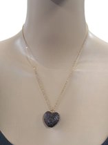 sieraden - ketting met hanger dames - hartje - cadeau voor vrouw – bruin + goudkleurige ketting - oDaani