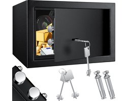 KESSER Kluis met Sleutelslot 30 x 20 x 20 cm - Mechanische Muurkluis / Safe met 2 Sleutels en Bevestigingsschroeven - Zwart