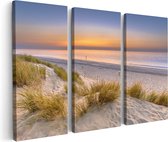 Artaza Canvas Schilderij Drieluik Strand en Zee vanuit de Duinen - 60x40 - Klein - Foto Op Canvas - Canvas Print