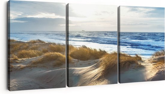 Artaza Peinture sur toile Triptyque Dunes et mer - 90 x 40 - Photo sur toile - Impression sur toile