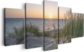 Artaza Canvas Schilderij Vijfluik Strand en Zee vanuit de Duinen met Zonsondergang - 200x100 - Groot - Foto Op Canvas - Canvas Print