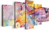 Artaza Canvas Schilderij Vijfluik Abstracte Kunst - Aquarel Gemengde Kleuren - 200x100 - Groot - Foto Op Canvas - Canvas Print