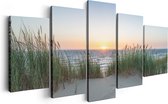 Artaza Canvas Schilderij Vijfluik Zee vanuit Duinen met Zonsondergang - 200x100 - Groot - Foto Op Canvas - Canvas Print