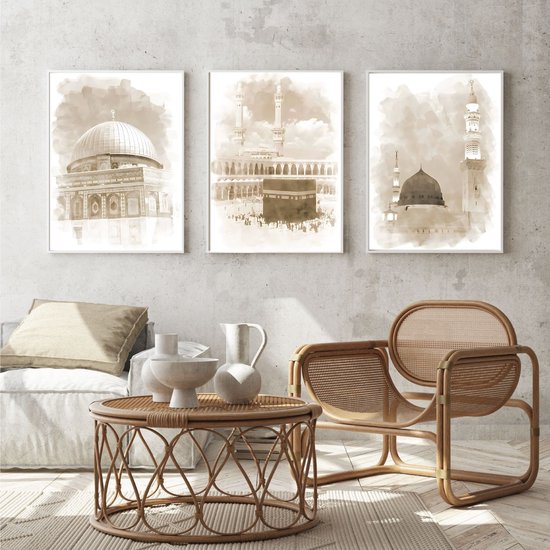 Affiche Islam Set de 3 pièces 40x50cm (sans cadre) - Art mural islamique - Décoration murale - Art mural - Art mural islamique - Calligraphie islamique - Affiches personnalisées