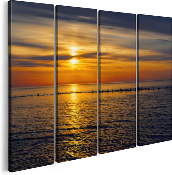Artaza Canvas Schilderij Vierluik Zonsondergang In De Zee - 120x90 - Foto Op Canvas - Canvas Print