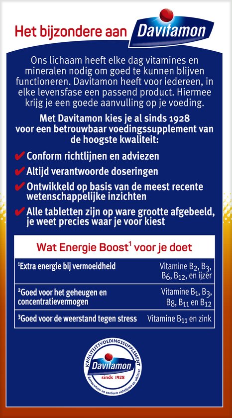 Davitamon Energie Boost Forte - multivitamine - bosvruchten - 40 tabletten