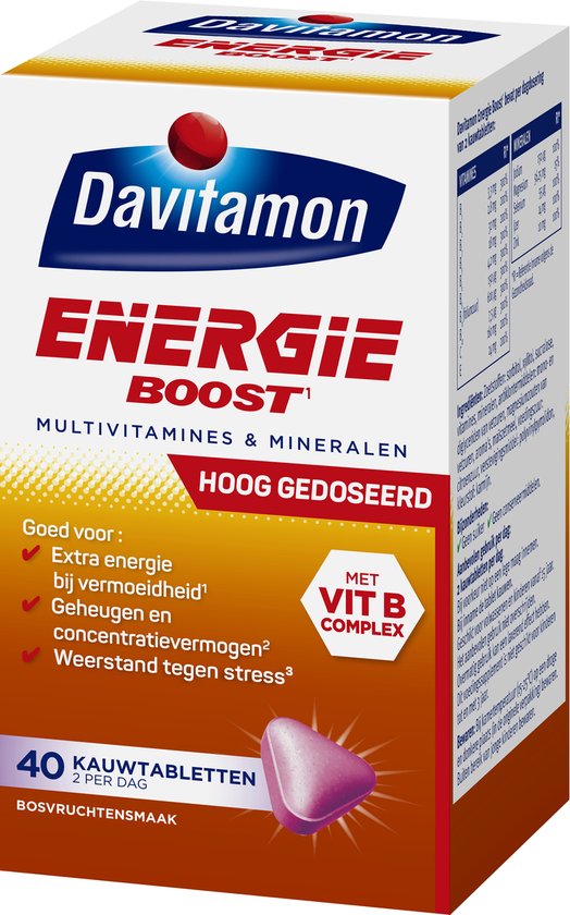 Davitamon Energie Boost Forte - multivitamine - bosvruchten - 40 tabletten