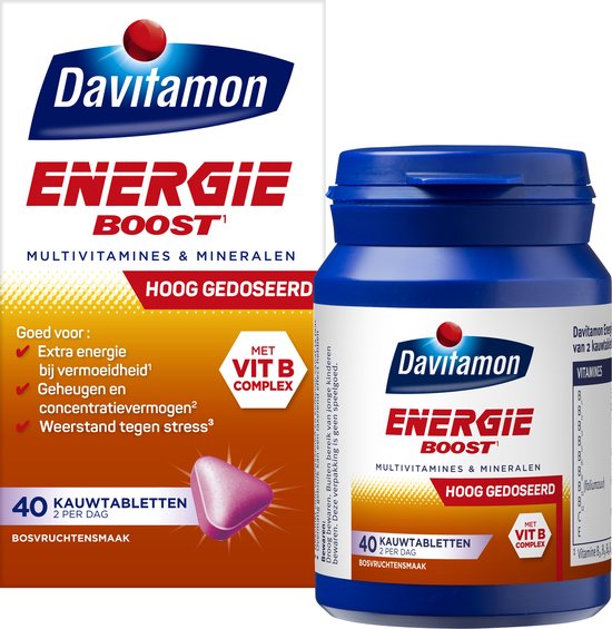 Davitamon Energie Boost Forte - multivitamine - bosvruchten - 40 tabletten