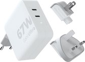 Xtorm 67W Reisstekker / Wereldstekker - GaN-Ultra Travel Charger + 20W USB-C PD Kabel - 2x USB-C poort - Internationale Stekkers - GRS Materiaal - Wit