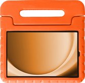 Hoes Geschikt voor Samsung Galaxy Tab A9 Hoes Bumper Kindvriendelijk Kids Case Kinderhoes - Hoesje Geschikt voor Samsung Tab A9 Hoesje Shockproof Cover Hoes - Oranje